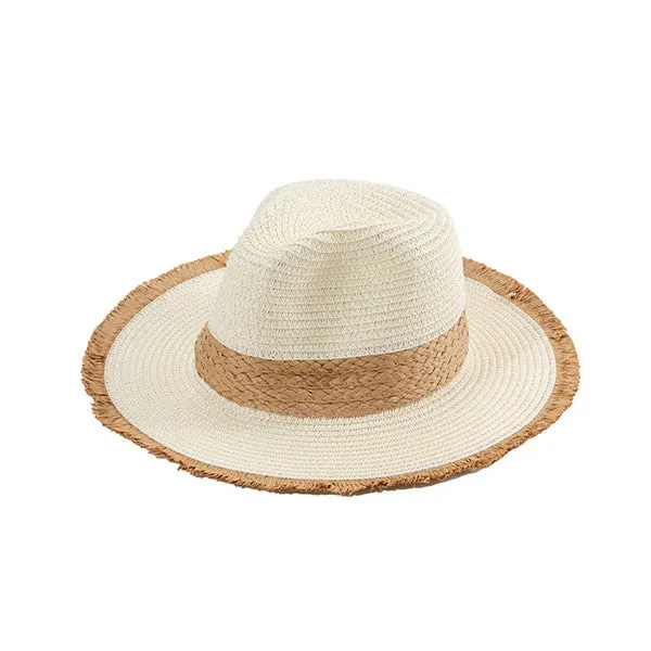 FRAYED BRIM BEACH STRAW HAT