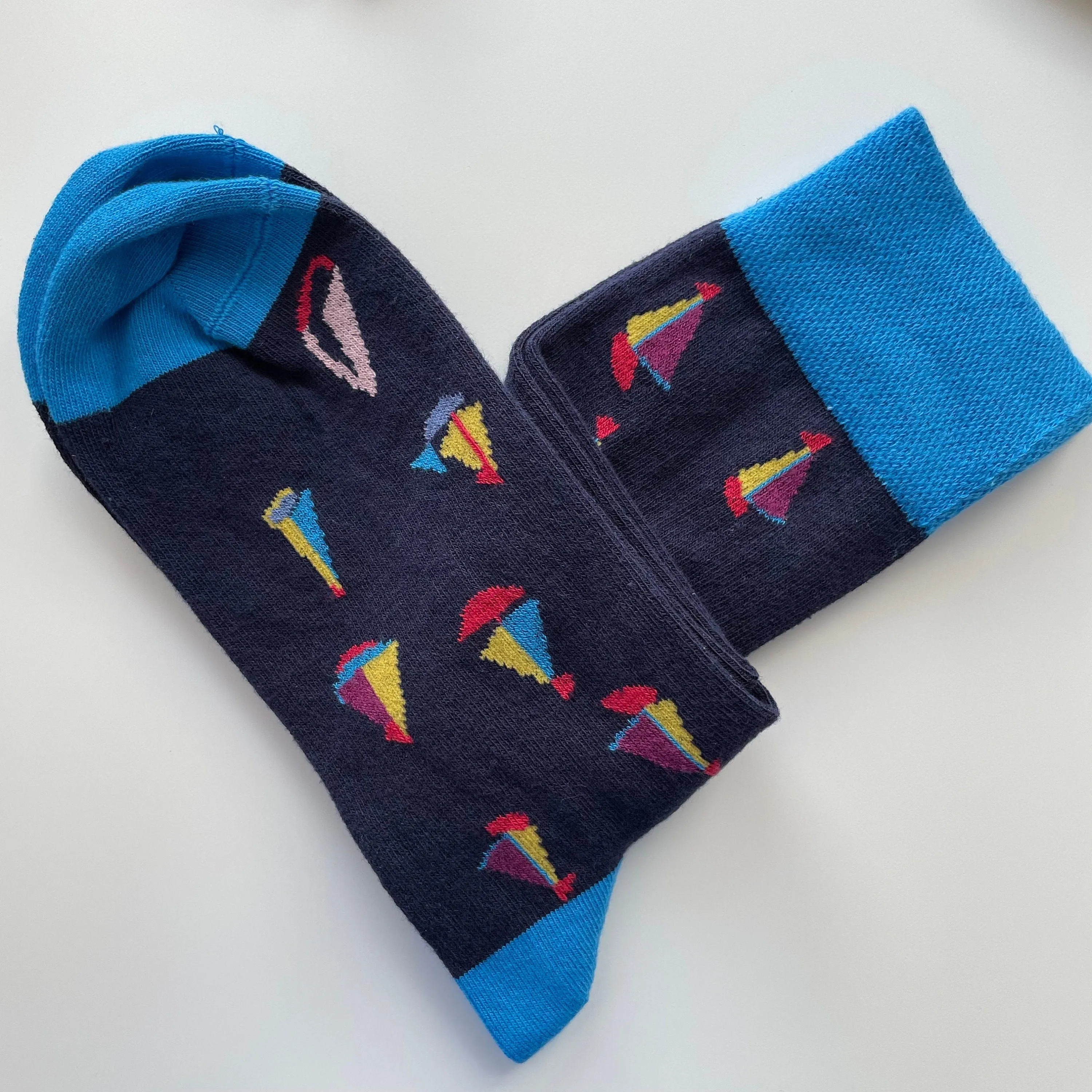 Funny Socks for Sailing Yacht Colorful Socks for Men Cotton Art Socks - Groomsmen Gift Sock Wedding  Gift Pop Art Blue Socks Cute Sock