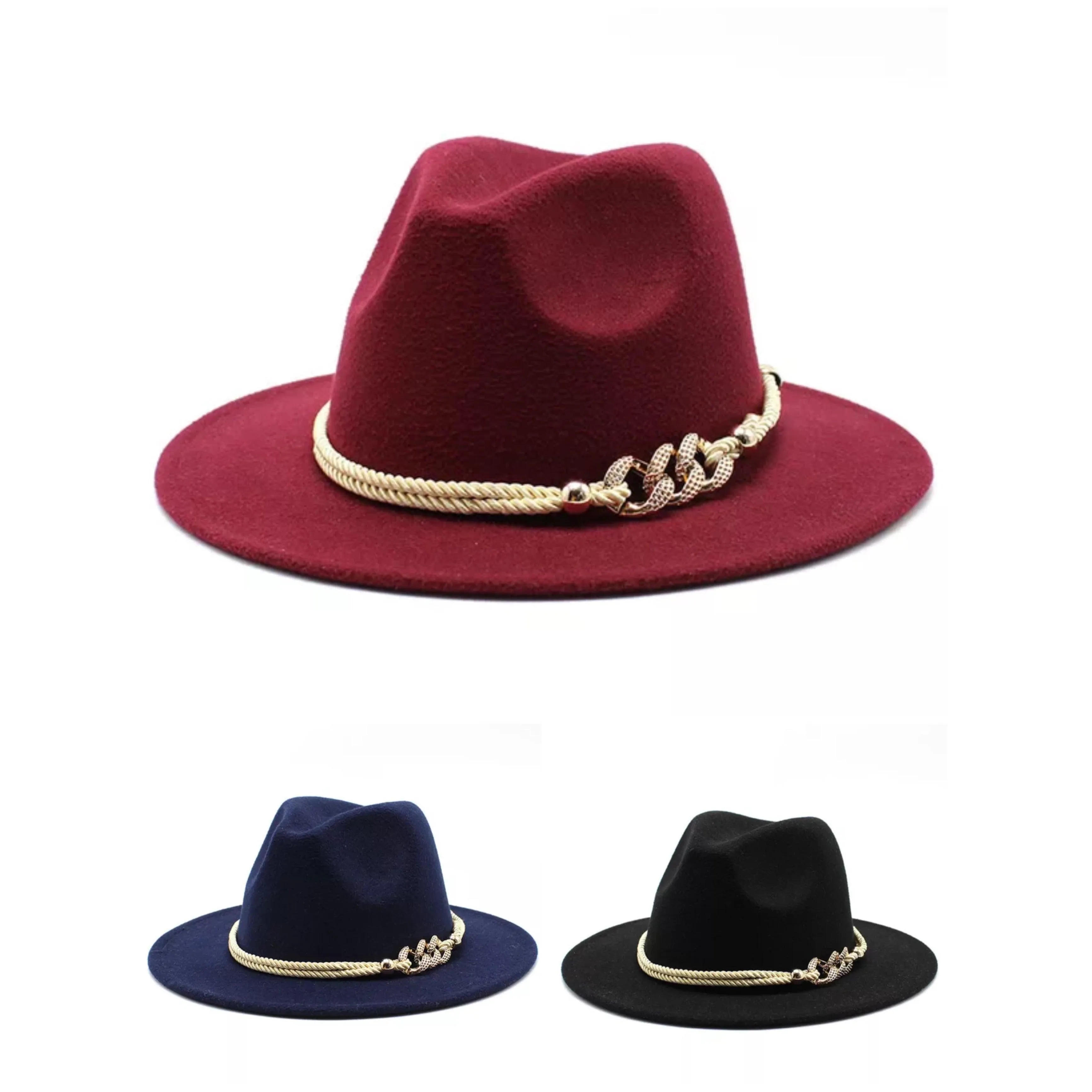 Gambler Gold Black Fedora Hat