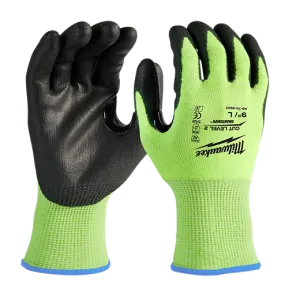 General Purpose Gloves - Milwaukee® High-Visibility Polyurethane Dipped Gloves, 48-73-8922