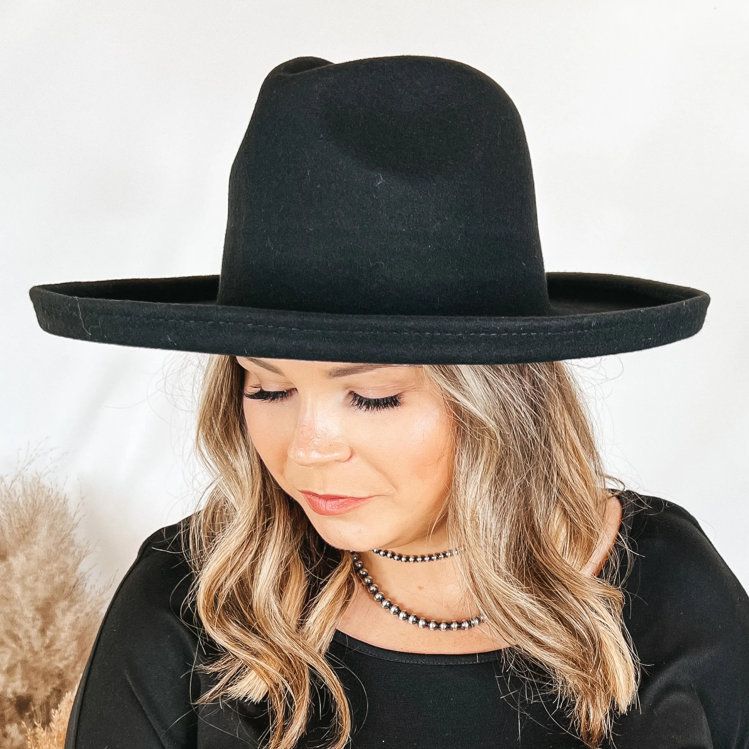 GiGi Pip | Maude Pencil Brim Wool Felt Hat in Black