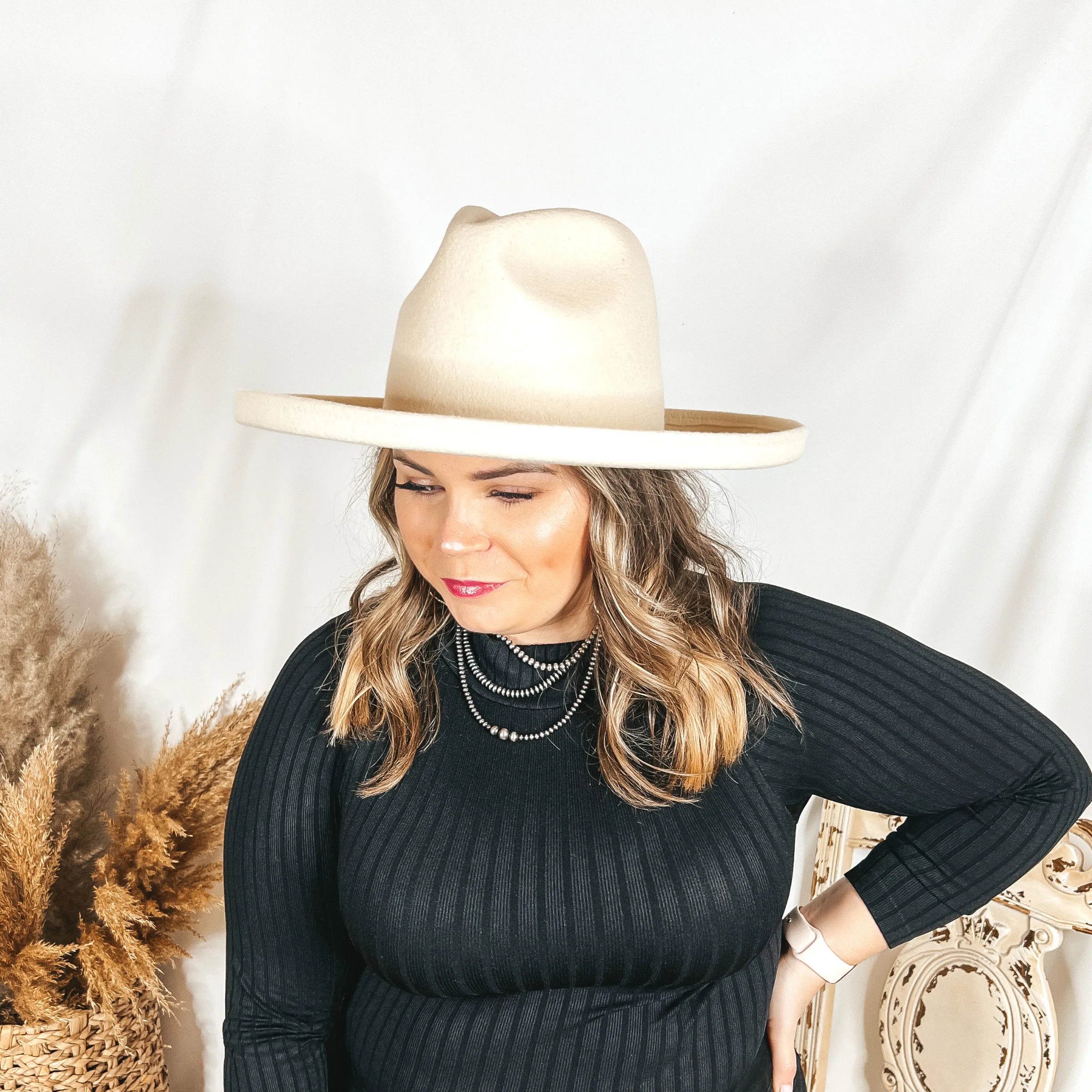 GiGi Pip | Maude Pencil Brim Wool Felt Hat in Off White