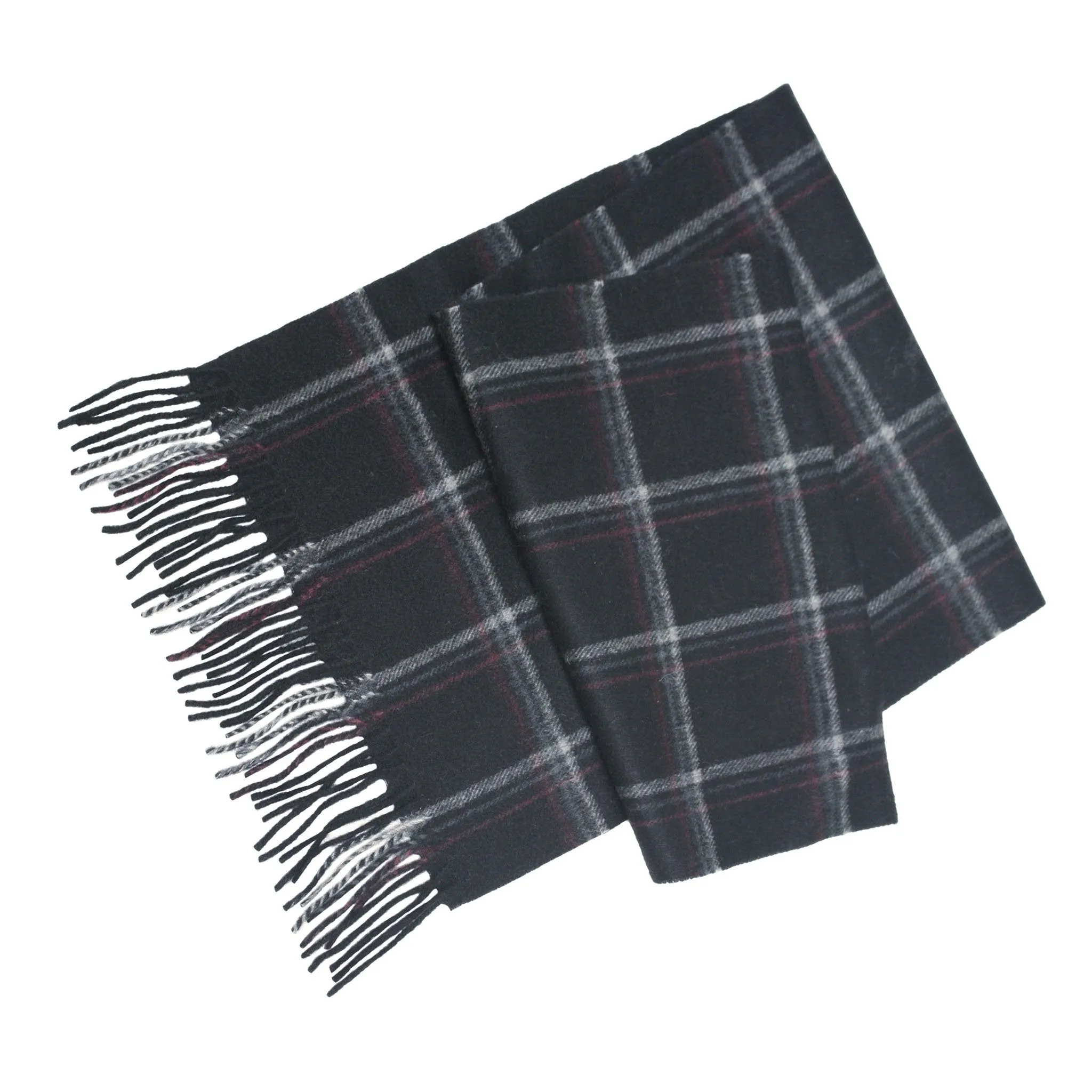 Grey Camel Cashmere Woven Check Scarf