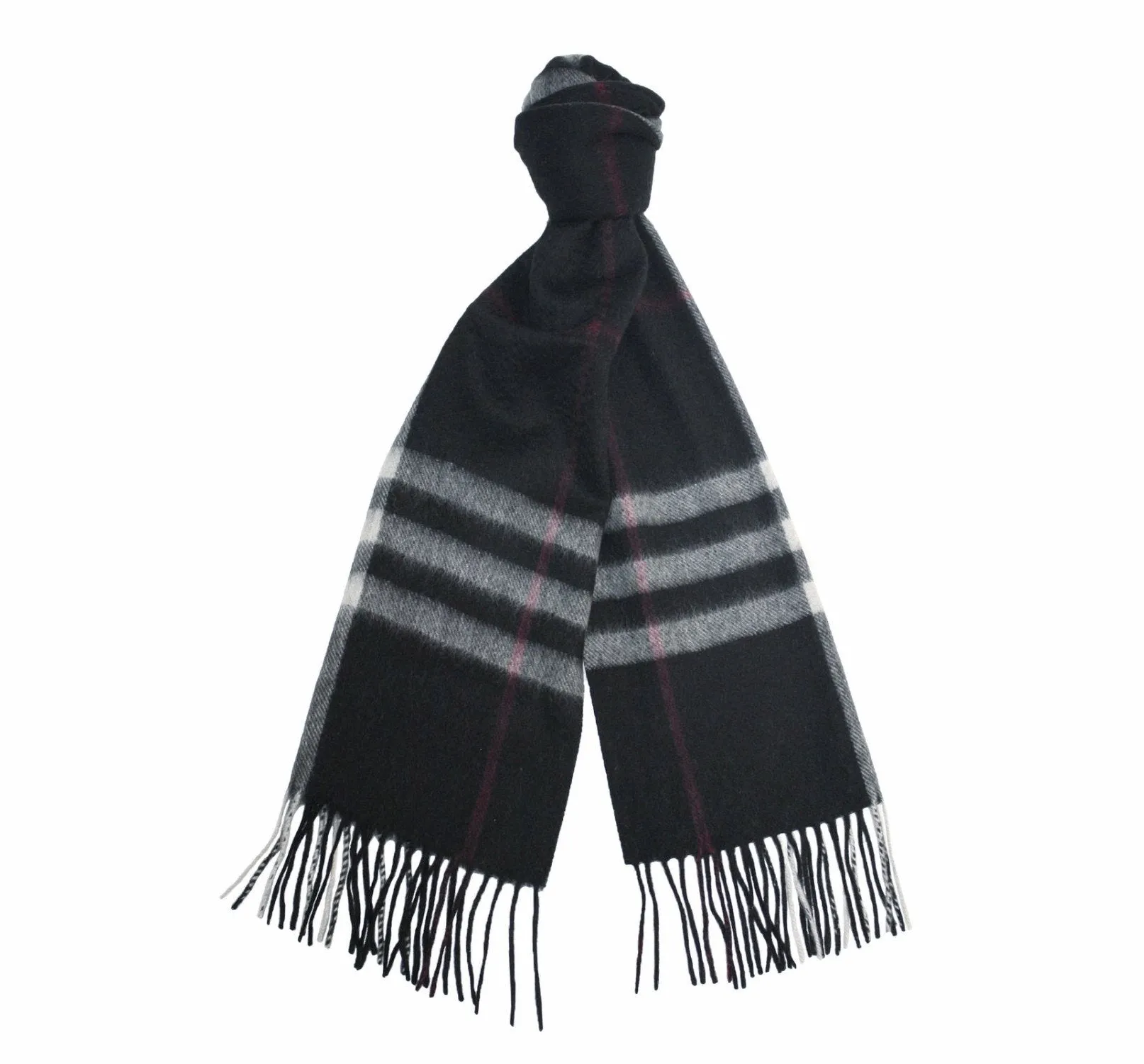 Grey Camel Cashmere Woven Check Scarf