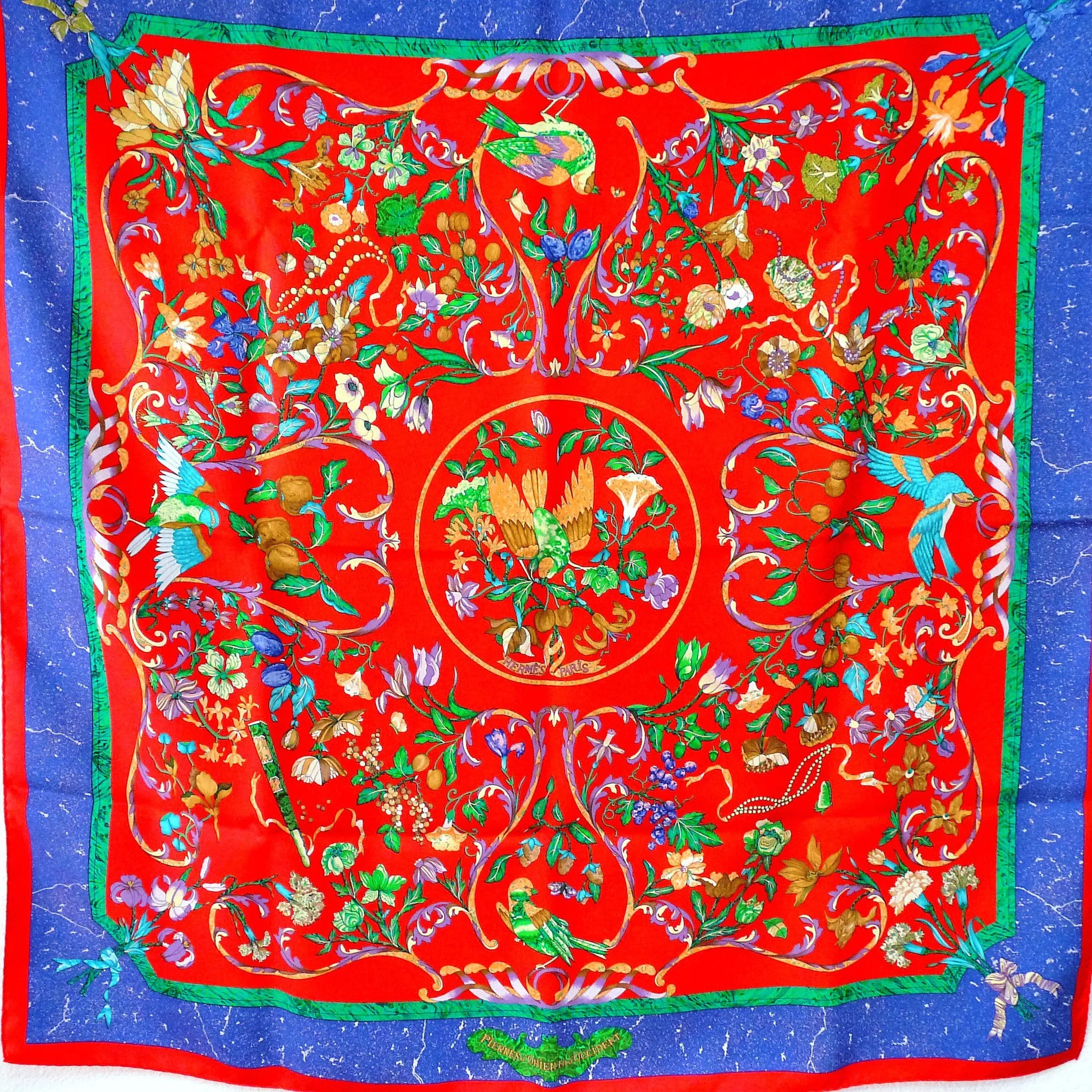 Hermes Scarf Pierres d'Orient et d'Occident Reds