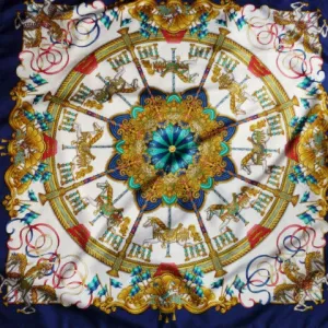 Hermes Silk Jacquard Scarf Luna Park by Joachim Metz Blue