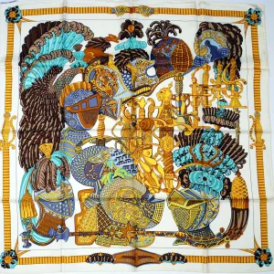 Hermes Silk Scarf Armets en Panache Annie Faivre 1995 Rare Unworn