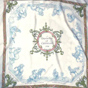 Hermes Silk Scarf Courbettes et Cabrioles (1654) First Issue Pink Lt Blue