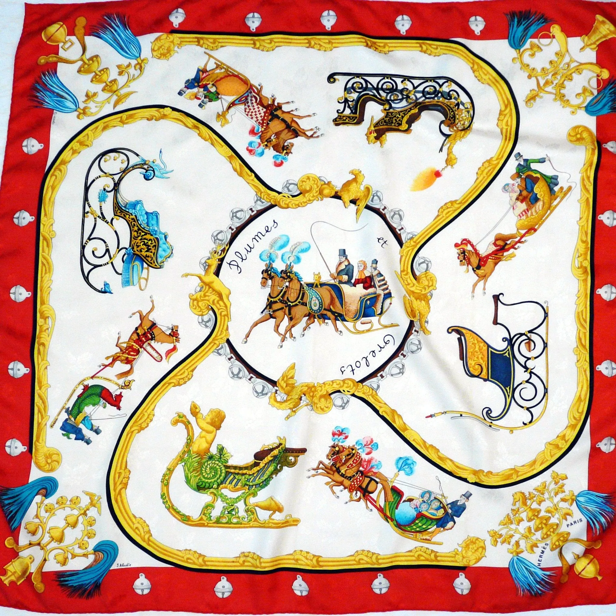 Hermes Silk Scarf Plumes Et Grelots Jacquard