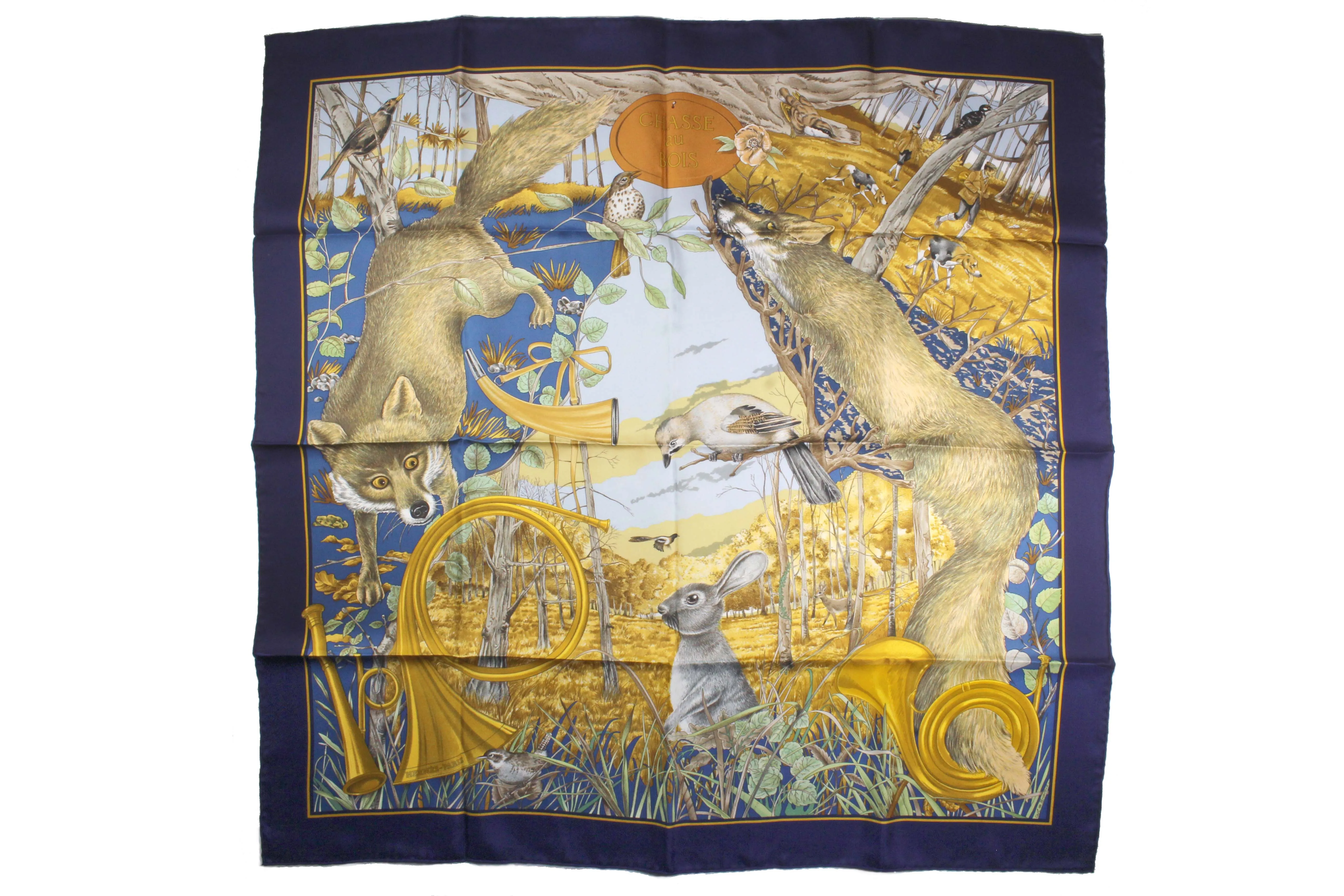 HERMÈS scarf “Chasse au Bois” by Carl De Parcevaux