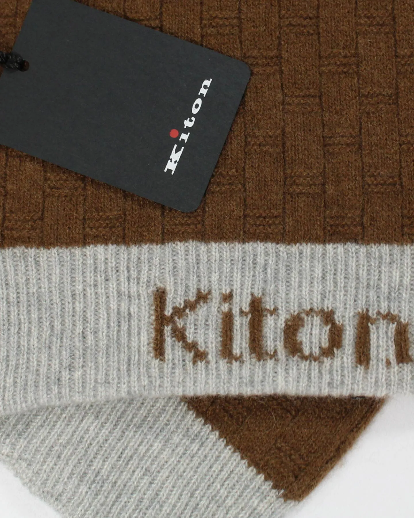 Kiton Cashmere Scarf Brown Pattern - Luxury Shawl