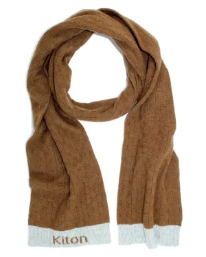 Kiton Cashmere Scarf Brown Pattern - Luxury Shawl