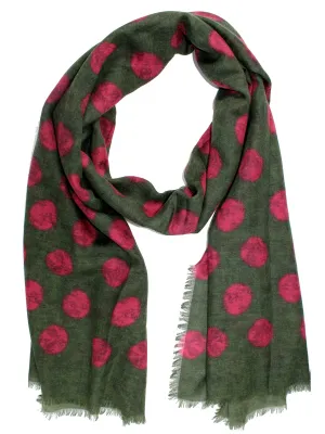 Kiton Cashmere Scarf Hot Pink Large Polka Dots SALE