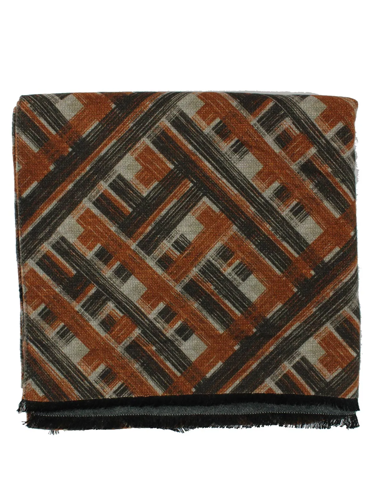 Kiton Scarf Brown Gray Black Design Silk FINAL SALE