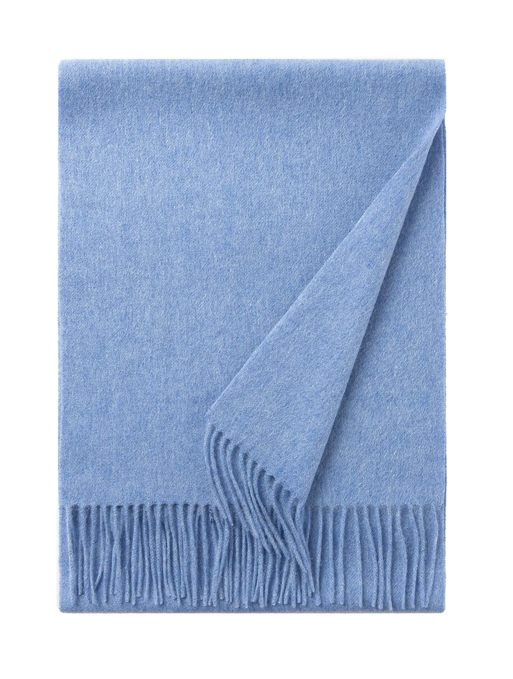 Lambswool Scarf Woven Plain Light Blue