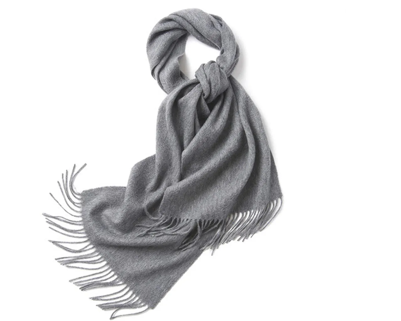 Lambswool Scarf Woven Plain Mid Grey