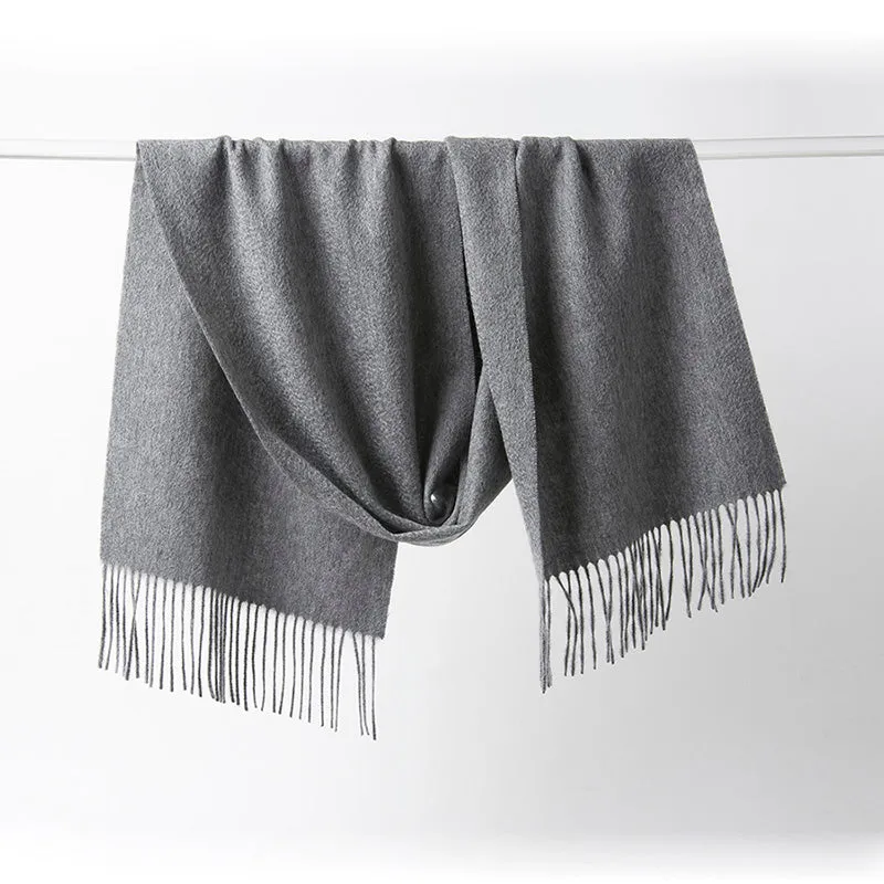 Lambswool Scarf Woven Plain Mid Grey