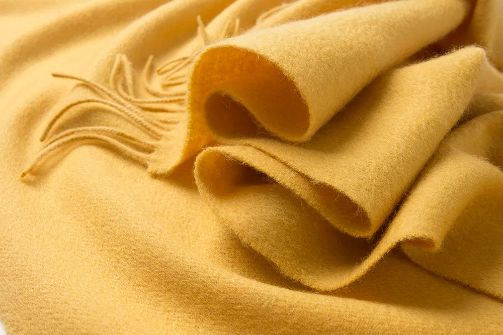 Lambswool Scarf Woven Plain Yellow