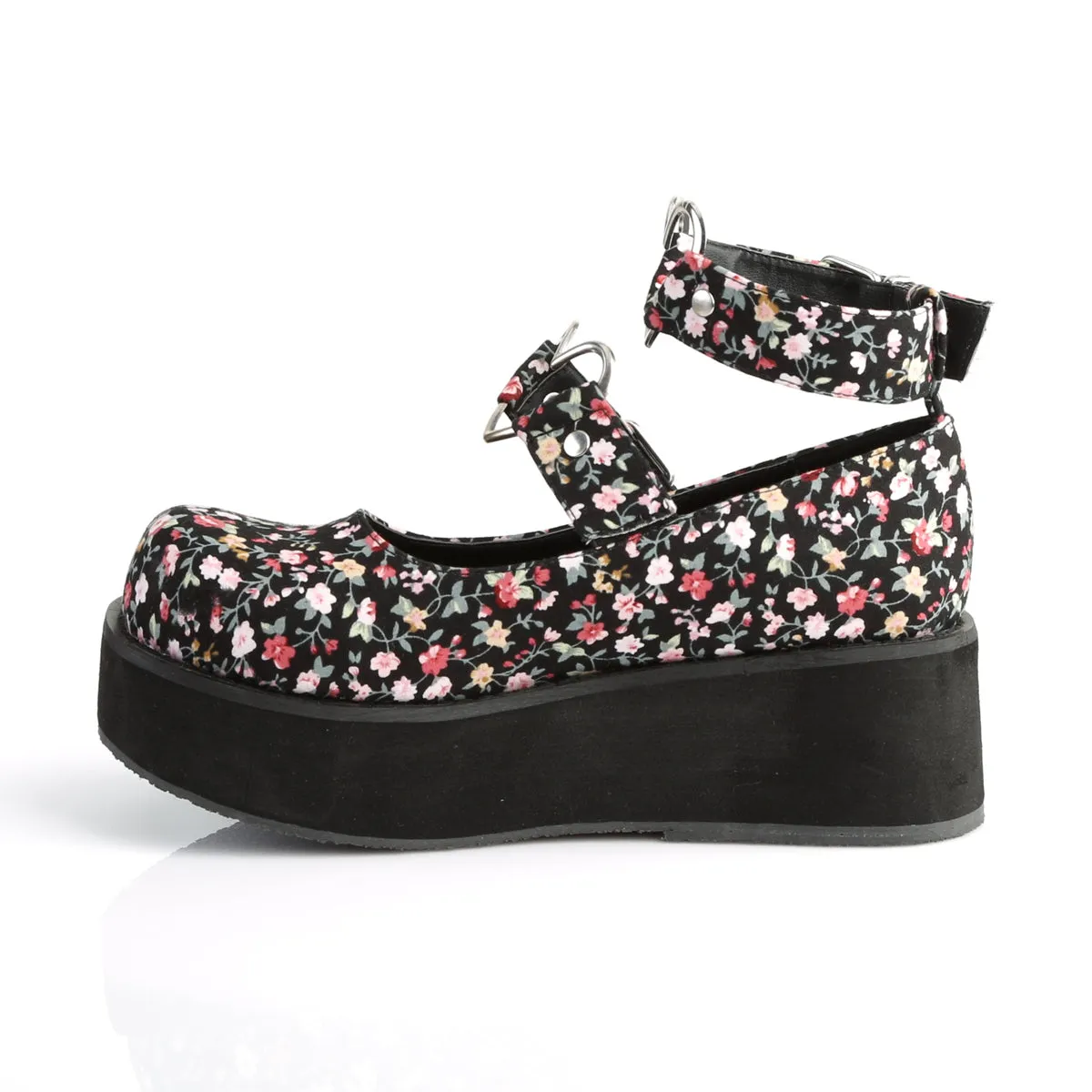 Little Sexy Dolly Floral Fabric Platform Shoes (Demonia Sprite-02)