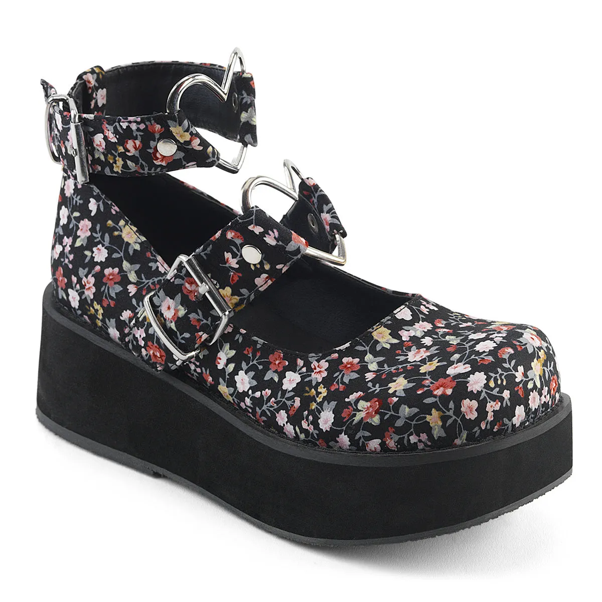 Little Sexy Dolly Floral Fabric Platform Shoes (Demonia Sprite-02)