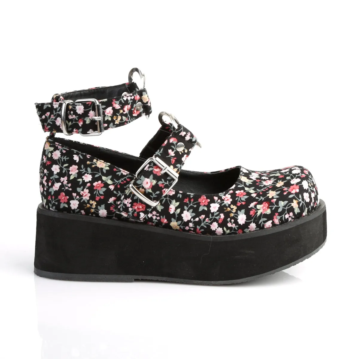 Little Sexy Dolly Floral Fabric Platform Shoes (Demonia Sprite-02)