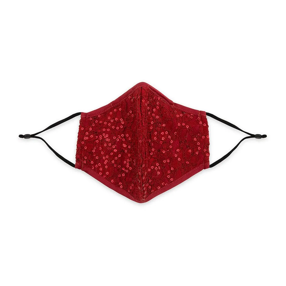 LUXURY REUSABLE, WASHABLE CLOTH FACE MASK WITH FILTER POCKET - RUBY RED