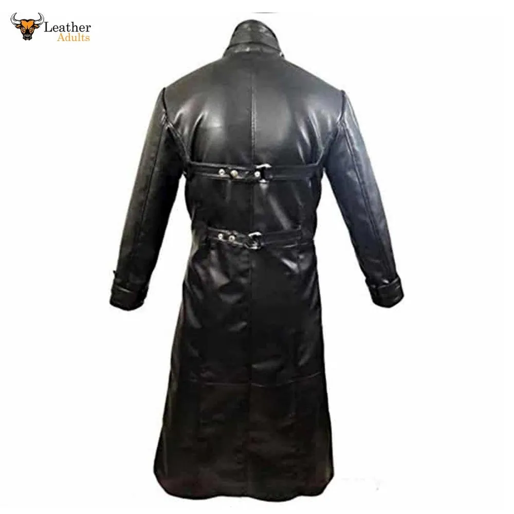 MENS GOTHIC COAT GENUINE BLACK LEATHER STEAMPUNK VAN HELSING COAT T19