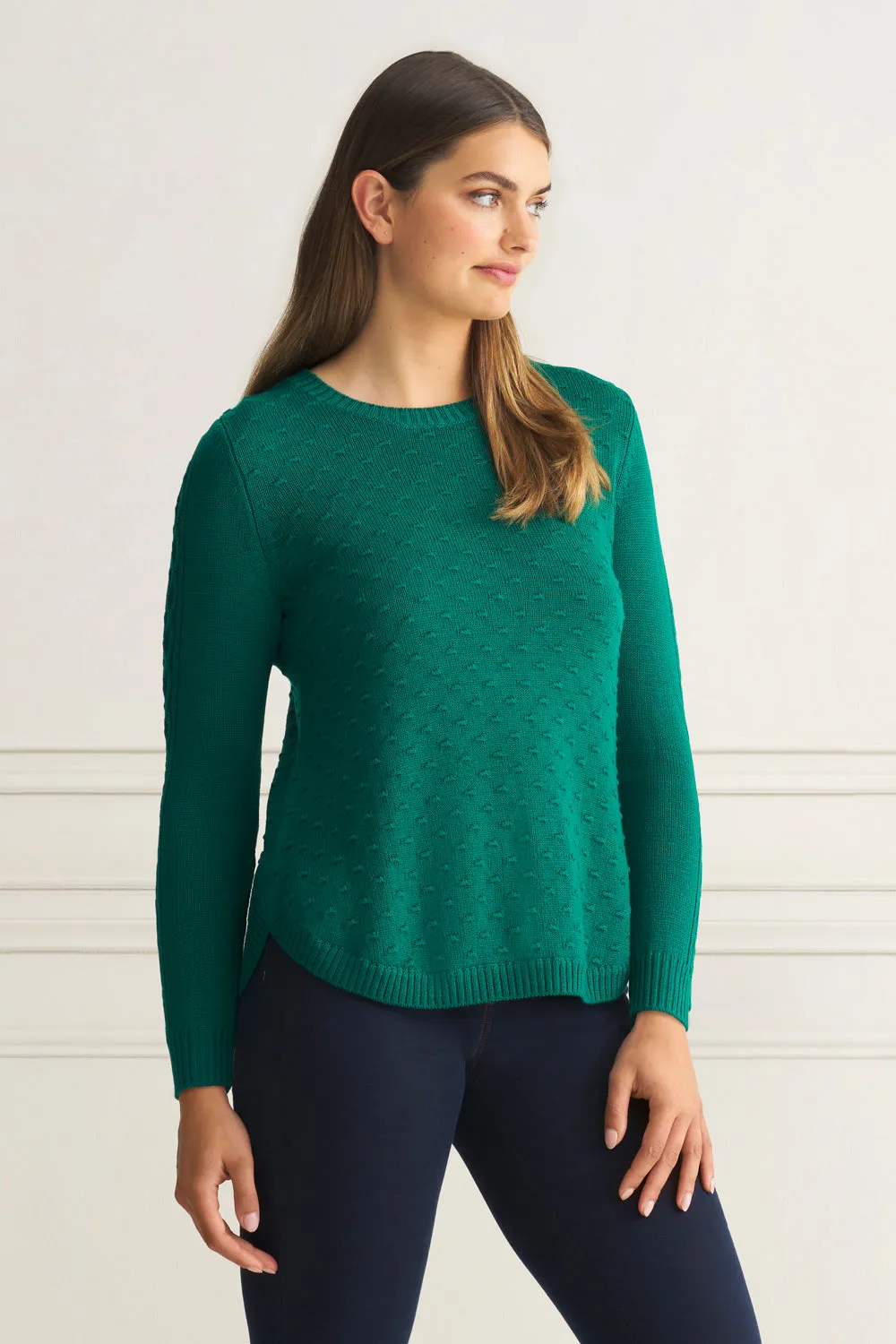 Merino Wool Popcorn Jumper - Forest