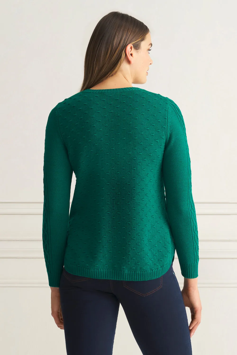 Merino Wool Popcorn Jumper - Forest