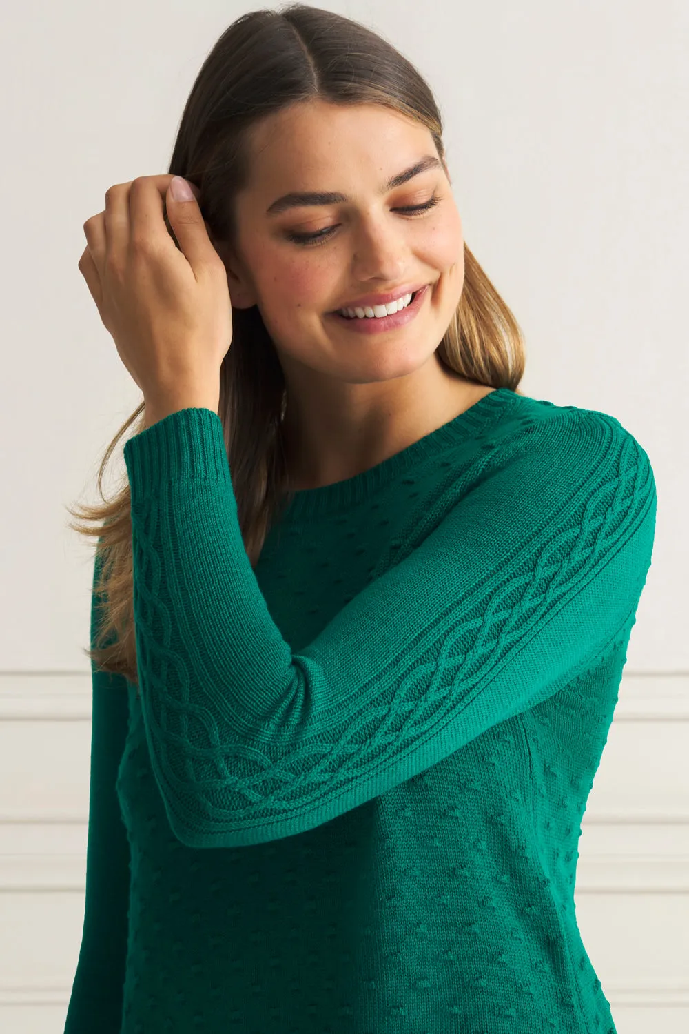 Merino Wool Popcorn Jumper - Forest