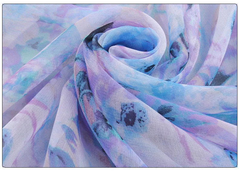 New foulard desigual Spring autumn thin silk scarves chiffon georgette women scarf summer sun hijab headscarf Headband