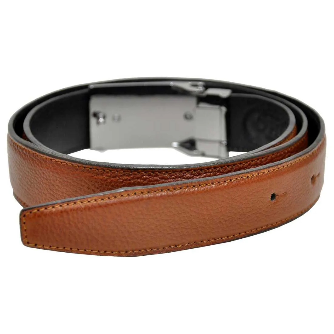 OHM New York Italian Leather Stitched Business Slim Belts