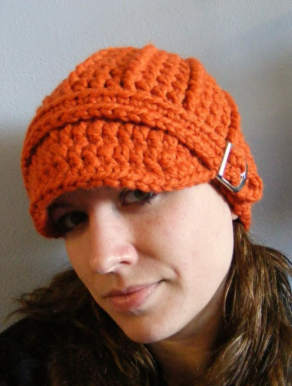 Orange pumpkin buckle beanie winter hat