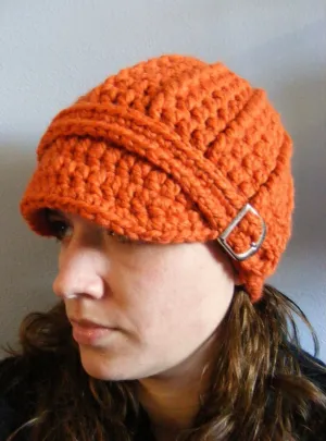 Orange pumpkin buckle beanie winter hat