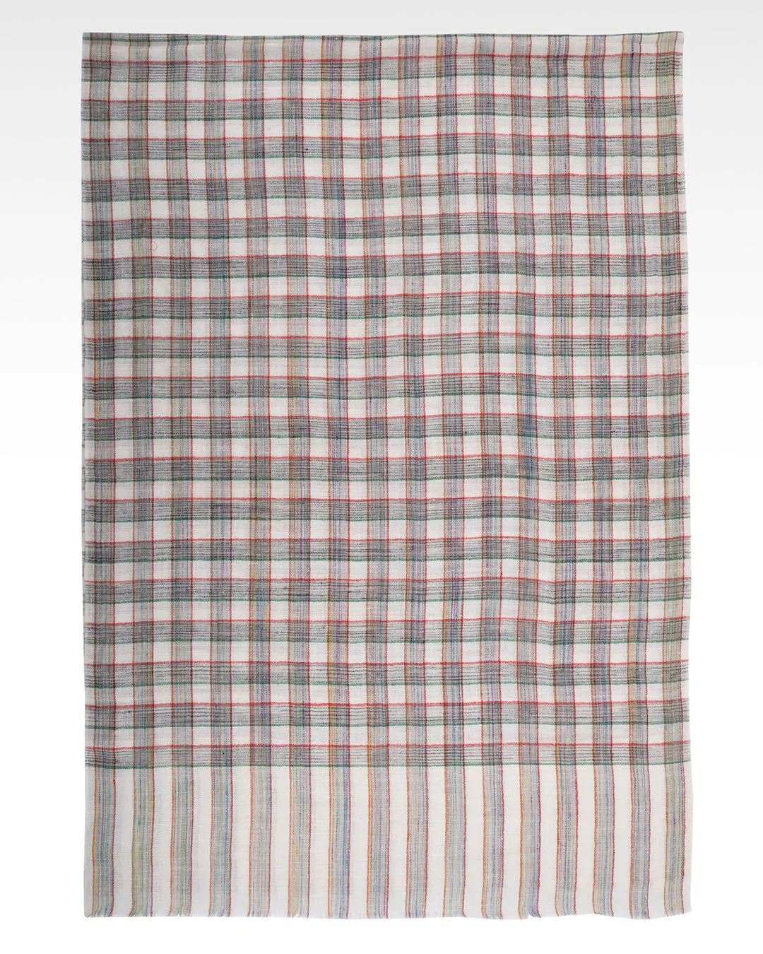 Pashmina Cashmere Wool Scarf Cream Red Green Checks