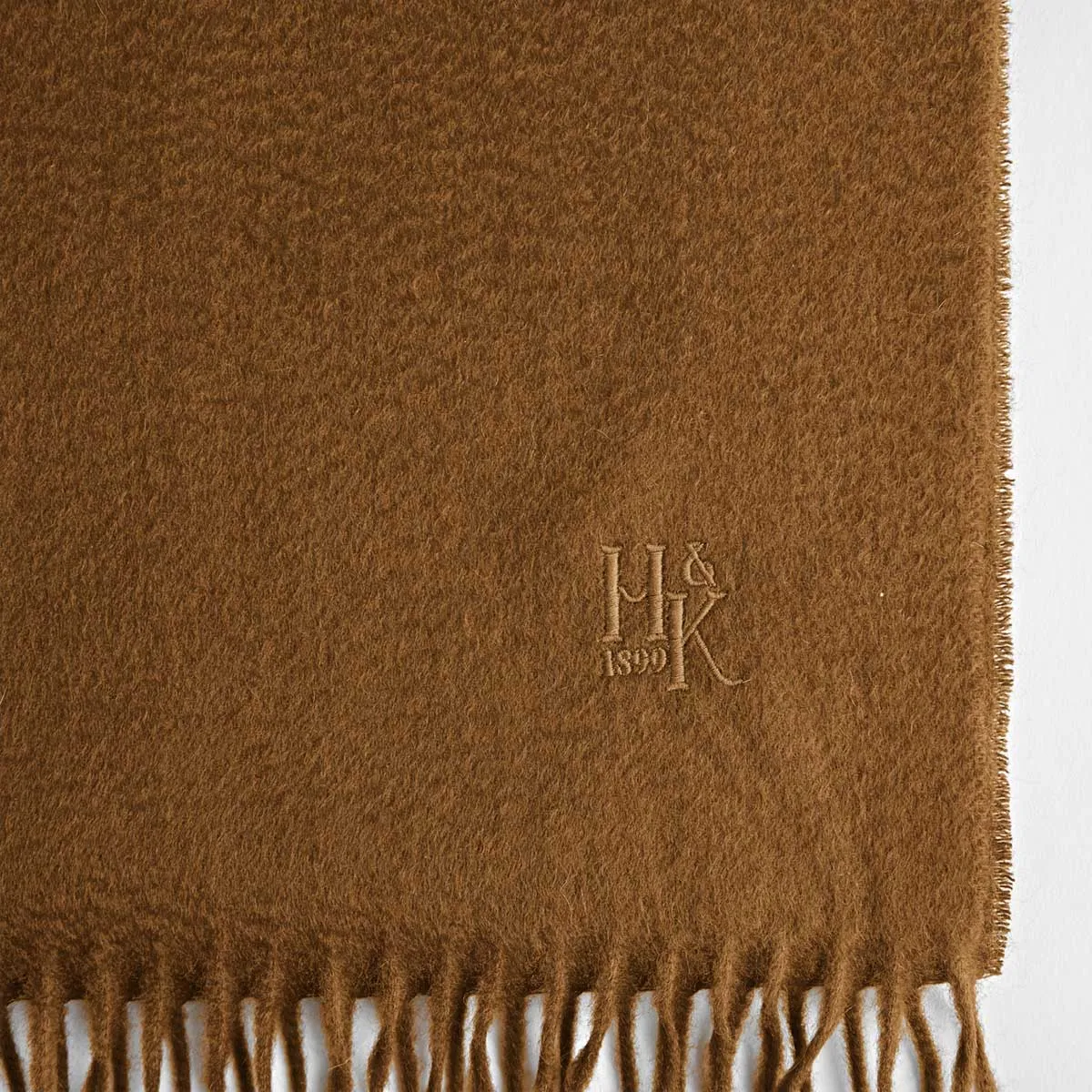 Plain Light Brown Wide Width Pure Cashmere Scarf