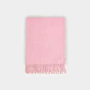 Plain Light Pink Wide Width Pure Cashmere Scarf