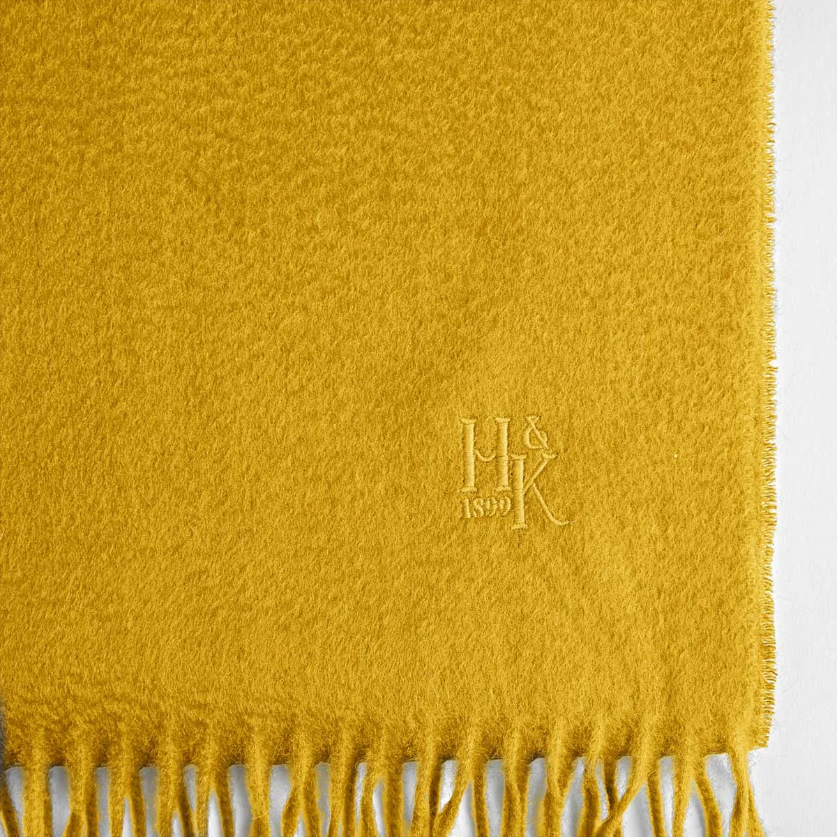 Plain Yellow Wide Width Pure Cashmere Scarf