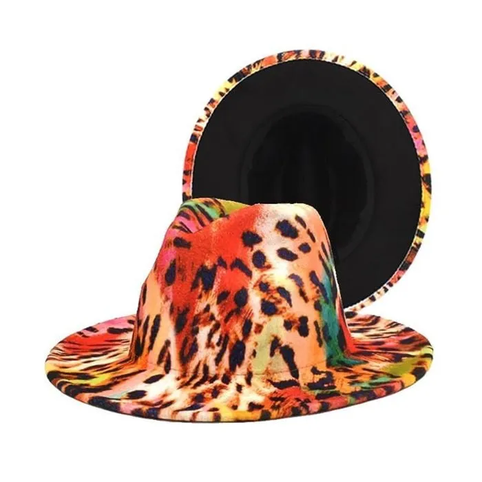 Rainbow Print Leopard Fedora