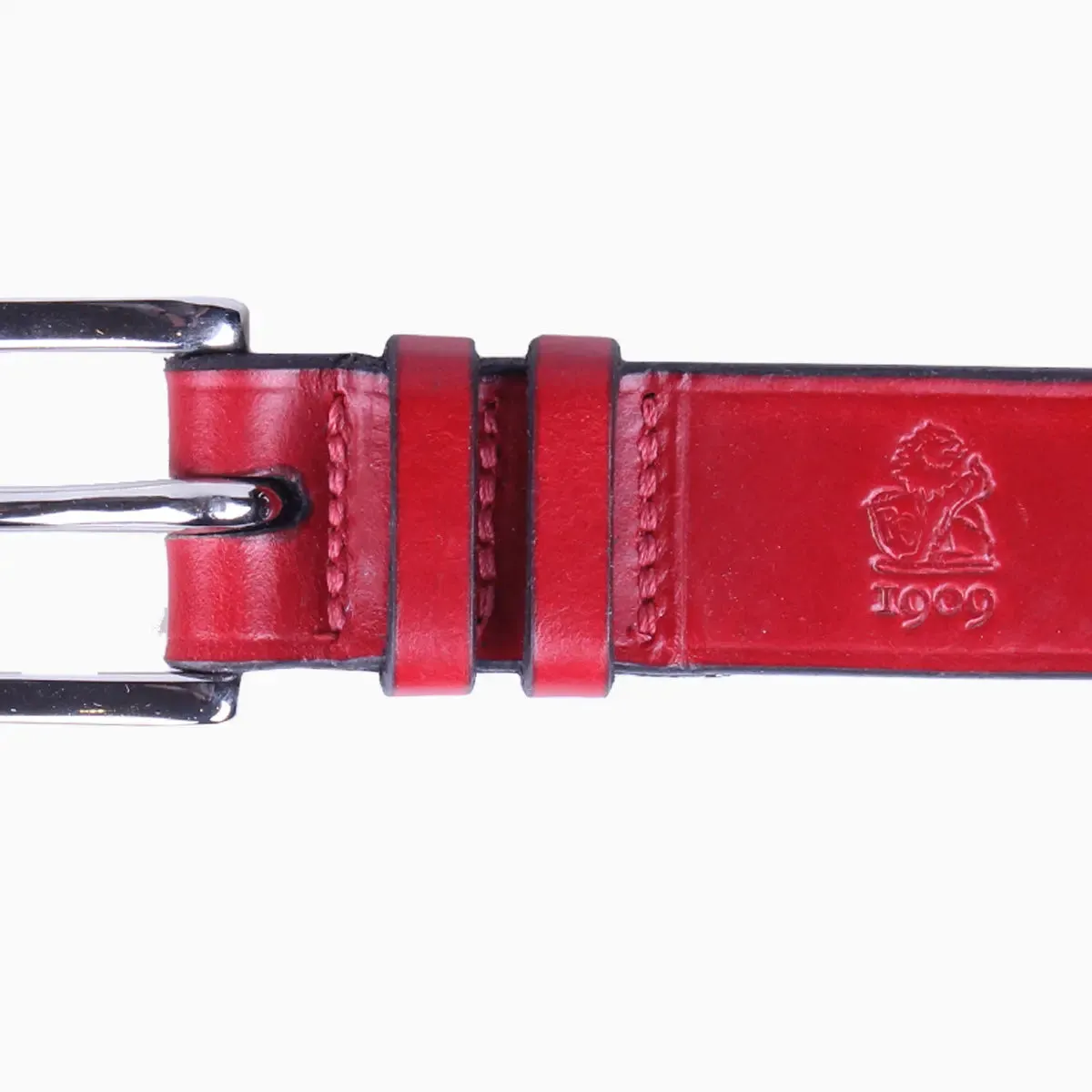 Red ‘Avon’ Bridle Hide Leather Belt