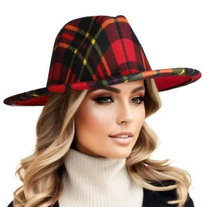 Red Plaid Fedora Hat