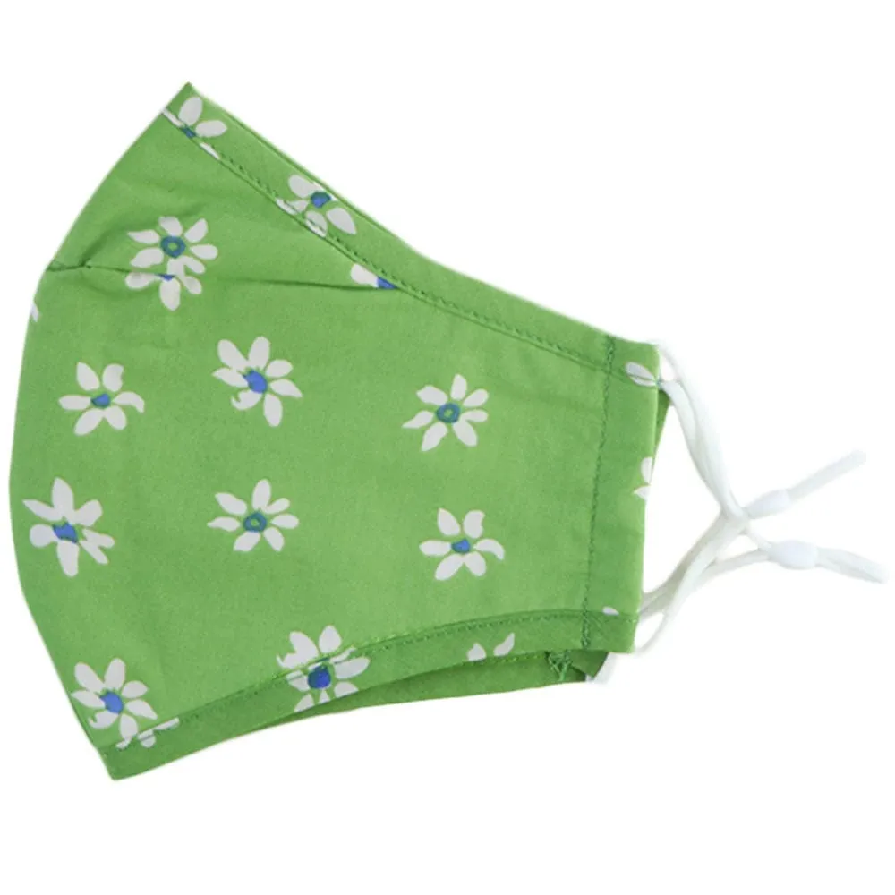 Reusable Cloth Face Mask - Green Daisy