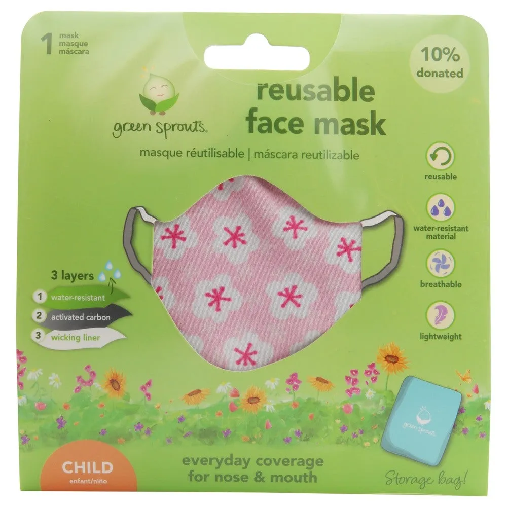 Reusable Cotton Child Face Mask Pink - Green Sprouts