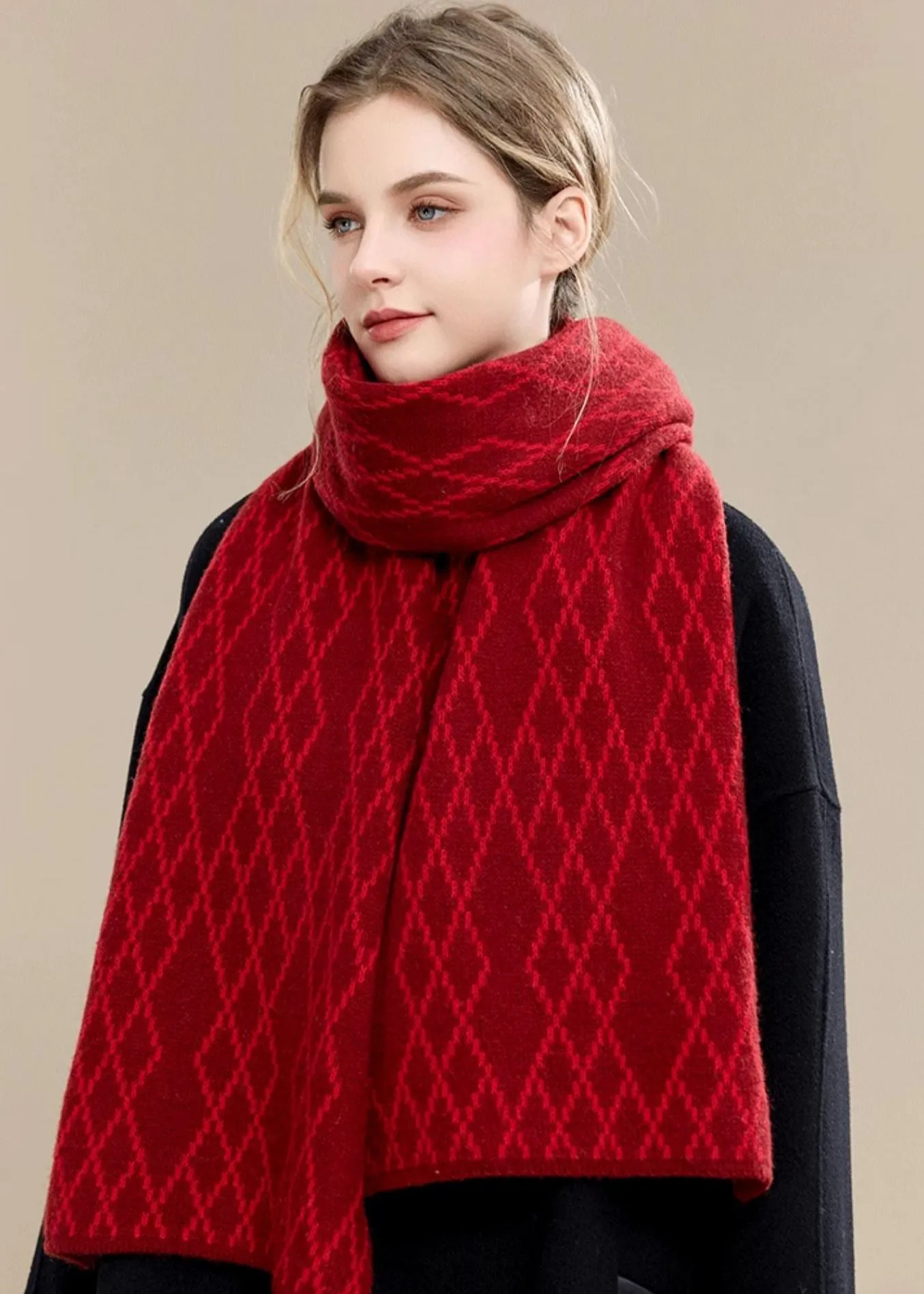 Rhombus Long Wool Scarf