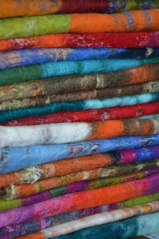 Silk/Wool Felt Upcycle Nepal Sari Scarves