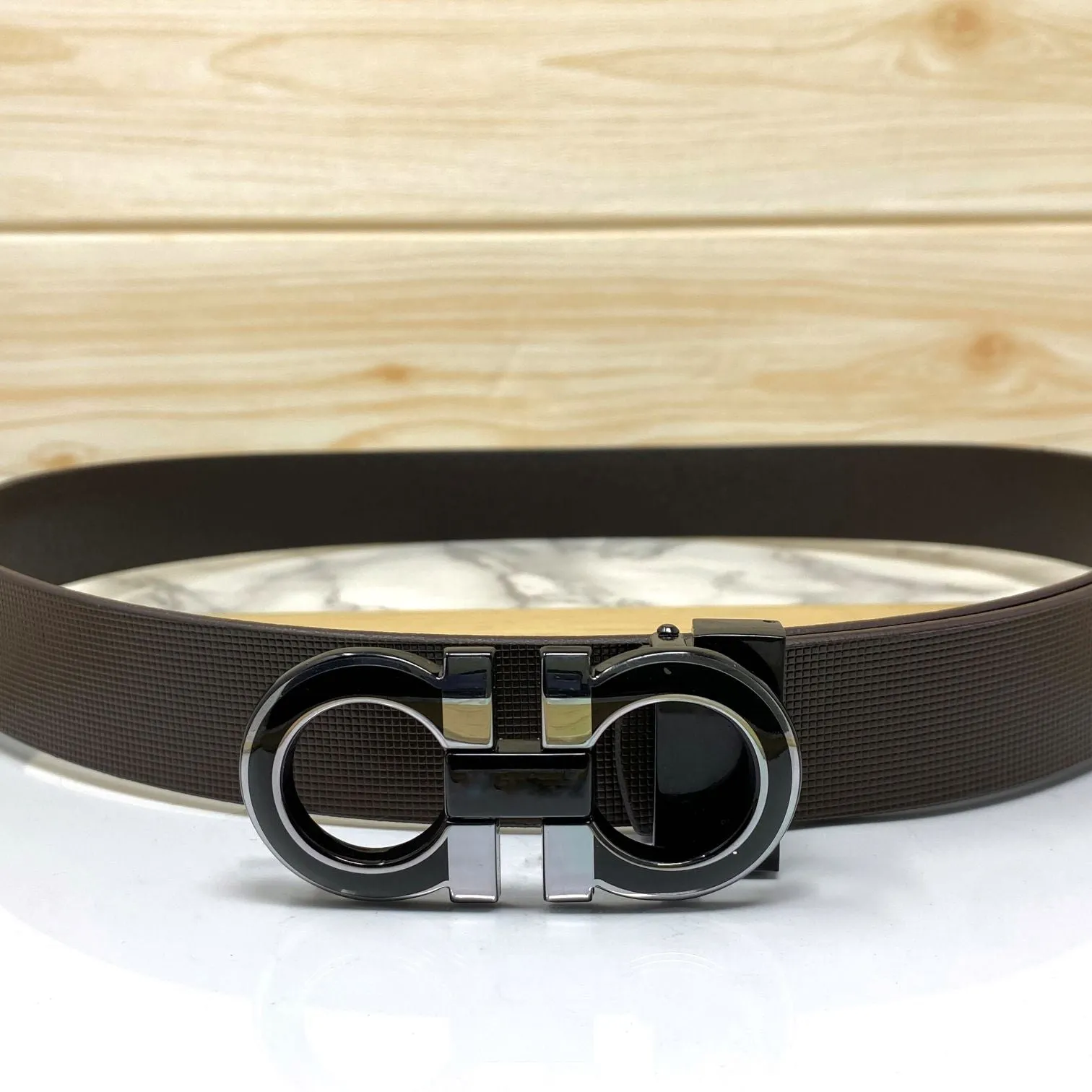 Silver-Black 2 Tone Leather Strap Belt-JonasParamount