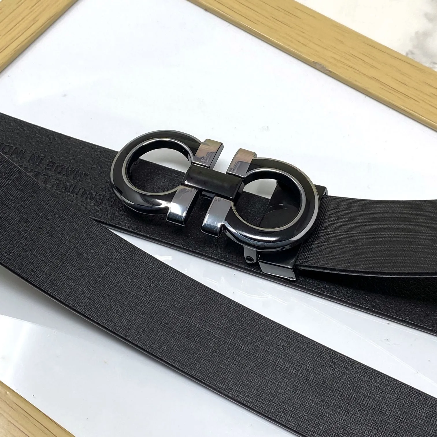 Silver-Black 2 Tone Leather Strap Belt-JonasParamount