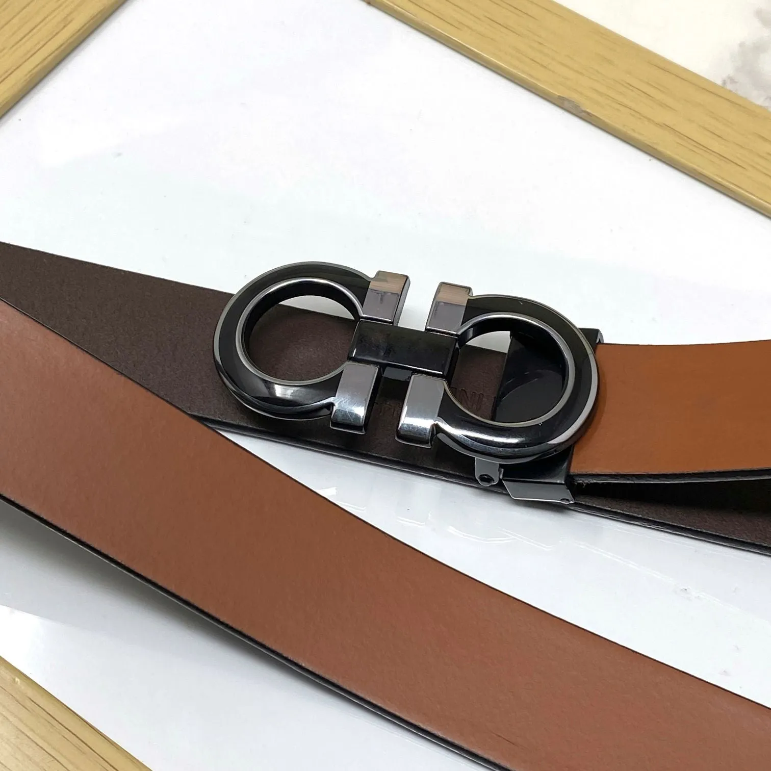 Silver-Black 2 Tone Leather Strap Belt-JonasParamount