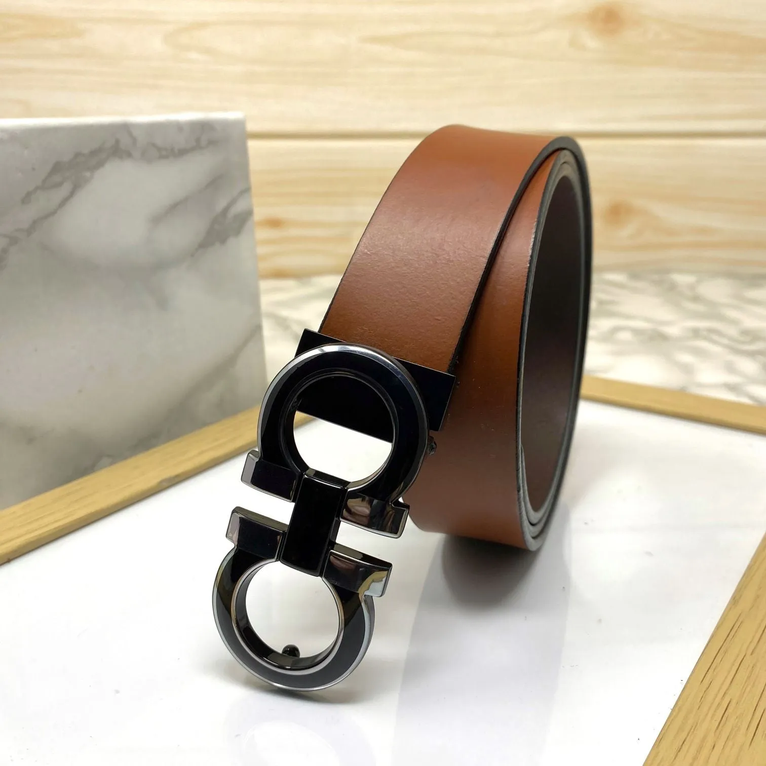 Silver-Black 2 Tone Leather Strap Belt-JonasParamount