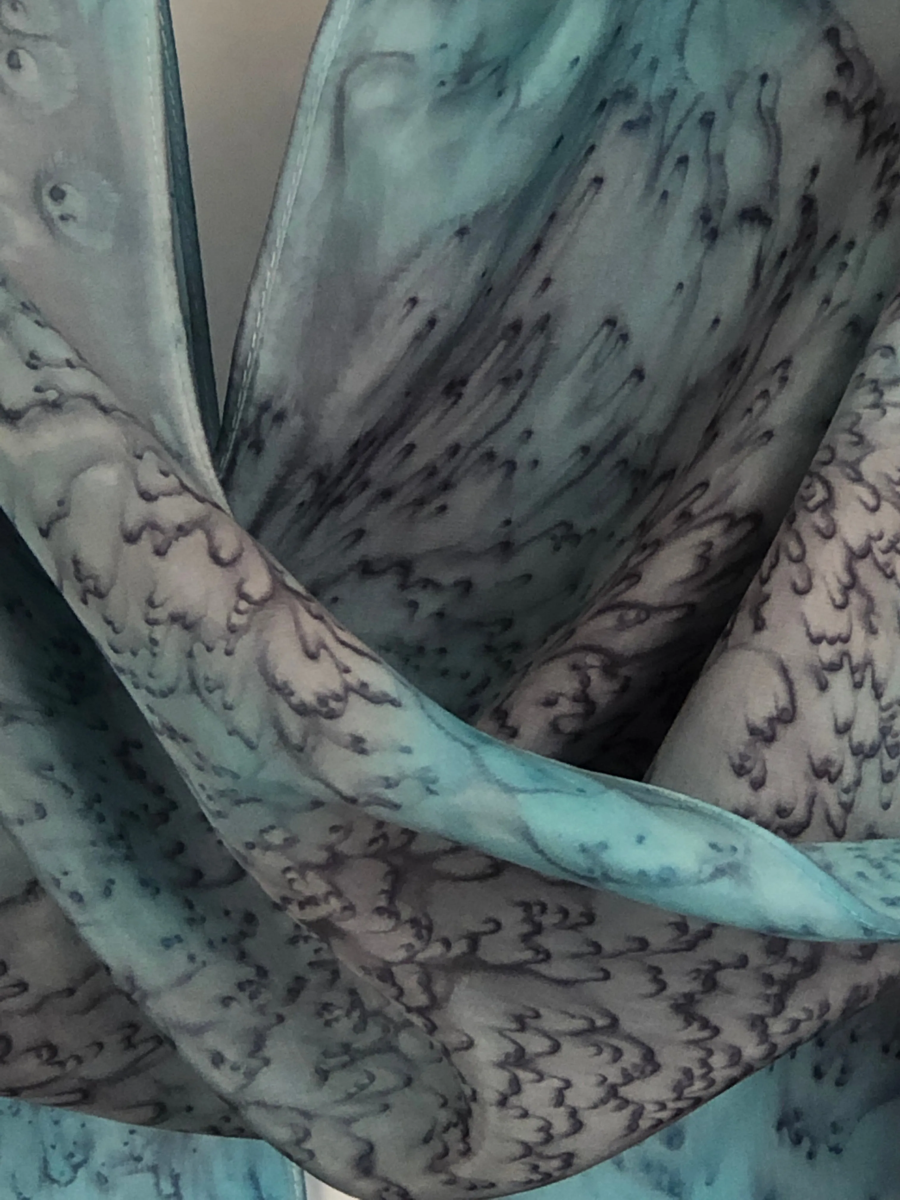 “Snow Storm Mermaid" - Hand-dyed Silk Scarf - $125